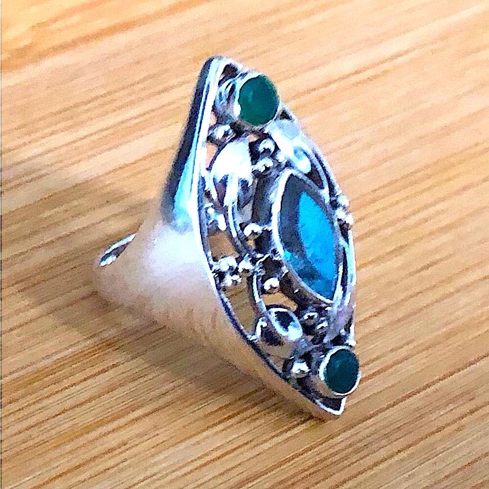 $76 Nicky Butler Estate Ring    Sterling Silver   Marked NB 925 India   Size 9